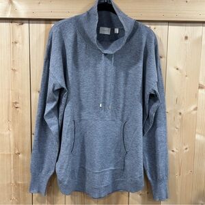 Cyrus Cowl Neck Knit Tunic Sweater with Pocket – Heather Blue/Gray, L